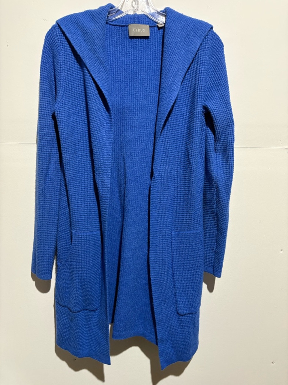 Cyrus Hooded Long Knit Cardigan - Periwinkle Blue Size XL